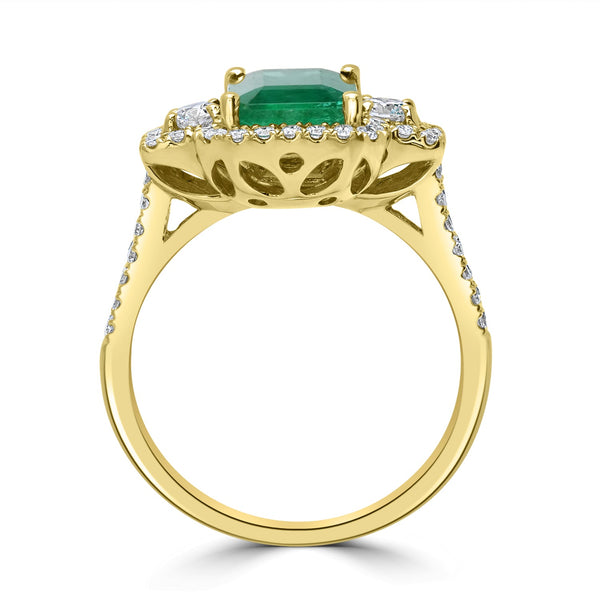 2.02ct  Emerald Rings with 0.72tct Diamond set in 14K Yellow Gold