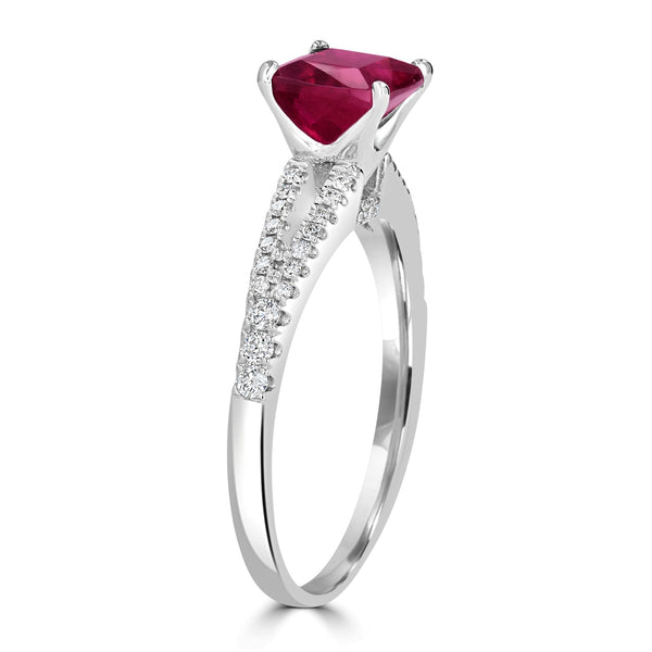 1.24ct Rubellite Ring with 0.22tct Diamonds set in 14K White Gold