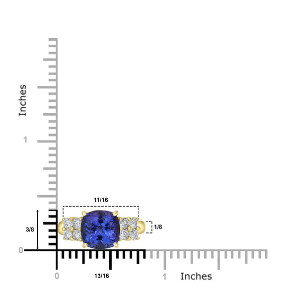 3.36ct  Tanzanite Rings with 0.52tct Diamond set in 14K Yellow Gold