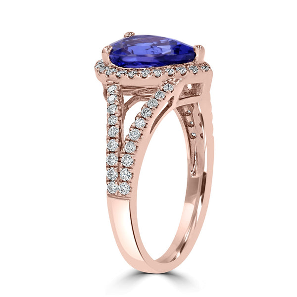 2.25ct Tanzanite Ring with 0.43tct Diamonds set in 14K Rose Gold