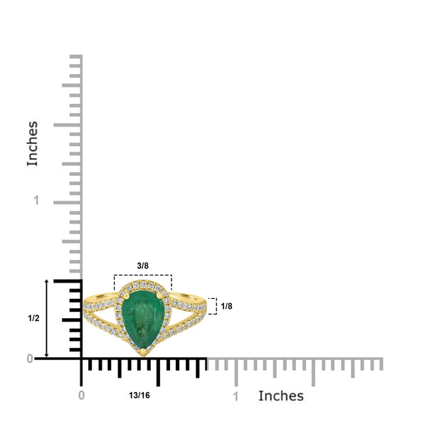 1.53ct Emerald Ring with 0.41tct Diamonds set in 14K Yellow Gold