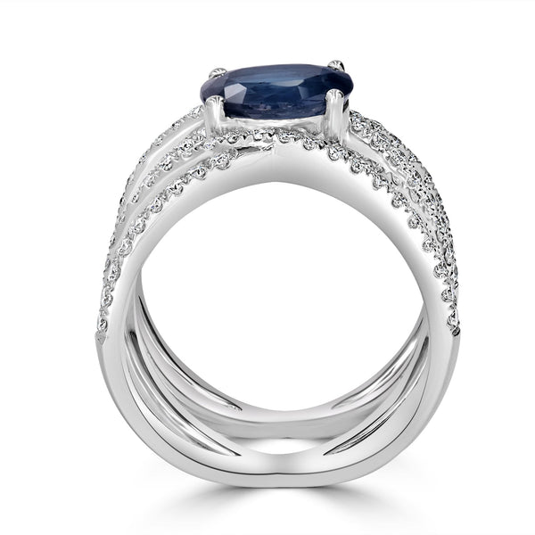 2.3ct Kyanite Ring with 0.8tct Diamonds set in 14K White Gold