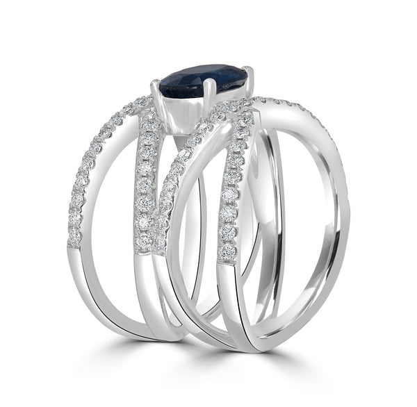 2.3ct Kyanite Ring with 0.8tct Diamonds set in 14K White Gold