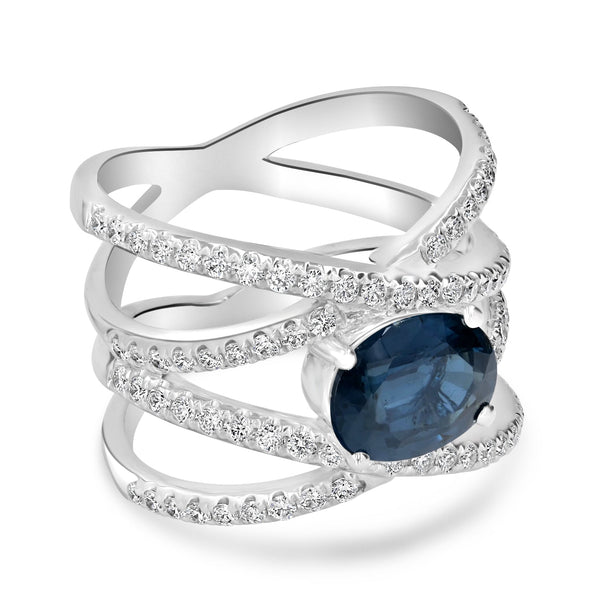 2.3ct Kyanite Ring with 0.8tct Diamonds set in 14K White Gold