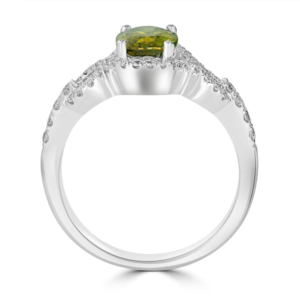 1.61ct Sphene Ring with 0.34tct Diamonds set in 14K White Gold