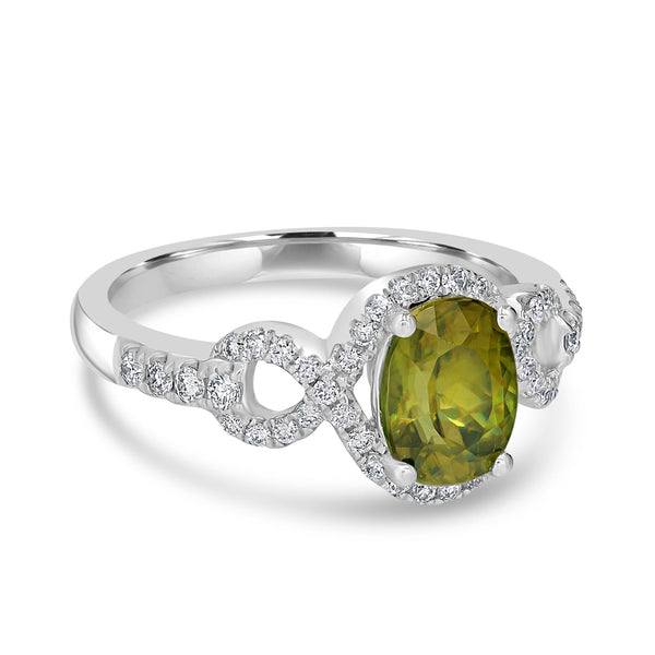 1.61ct Sphene Ring with 0.34tct Diamonds set in 14K White Gold