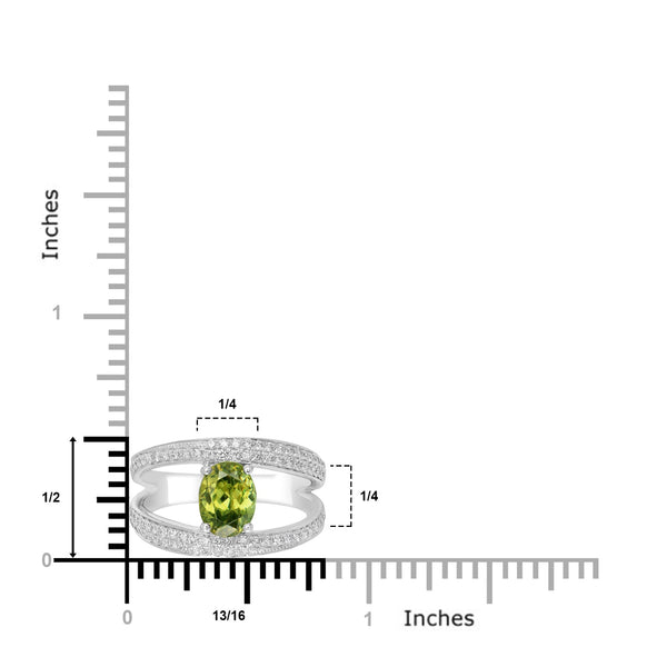 1.69ct Sphene Rings with 0.52tct Diamond set in 14K White Gold