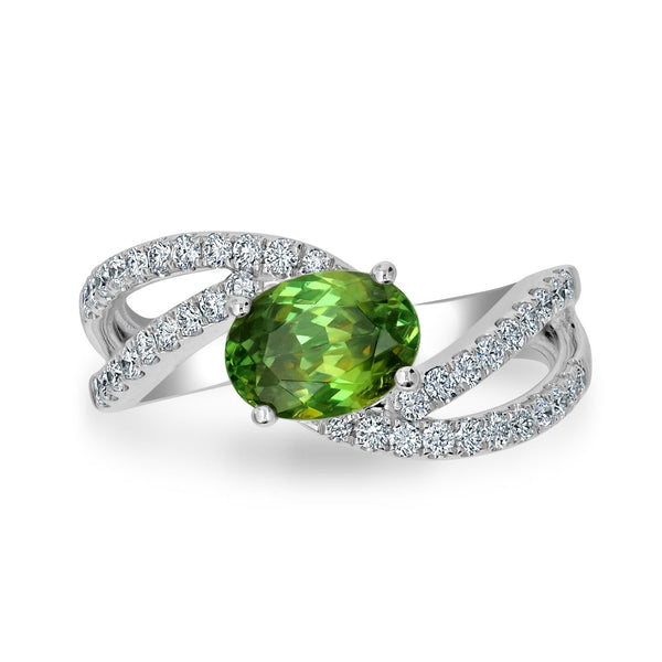 1.69ct Sphene Ring with 0.4tct Diamonds set in 14K White Gold