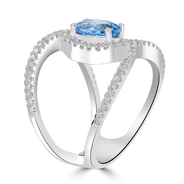 1.86ct Aquamarine Ring with 0.47tct Diamonds set in 14K White Gold