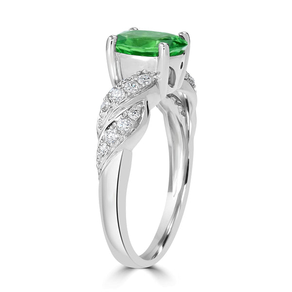 1.5ct Tsavorite Ring with 0.29tct Diamonds set in 14K White Gold