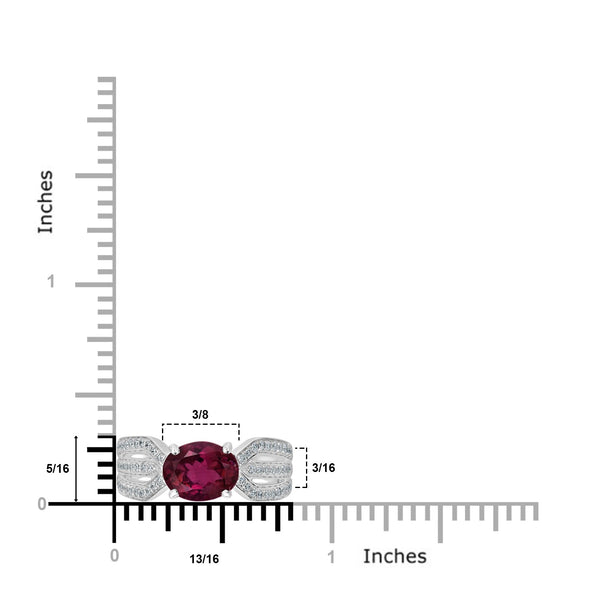 1.7ct Tourmaline Ring with 0.27tct Diamonds set in 14K White Gold