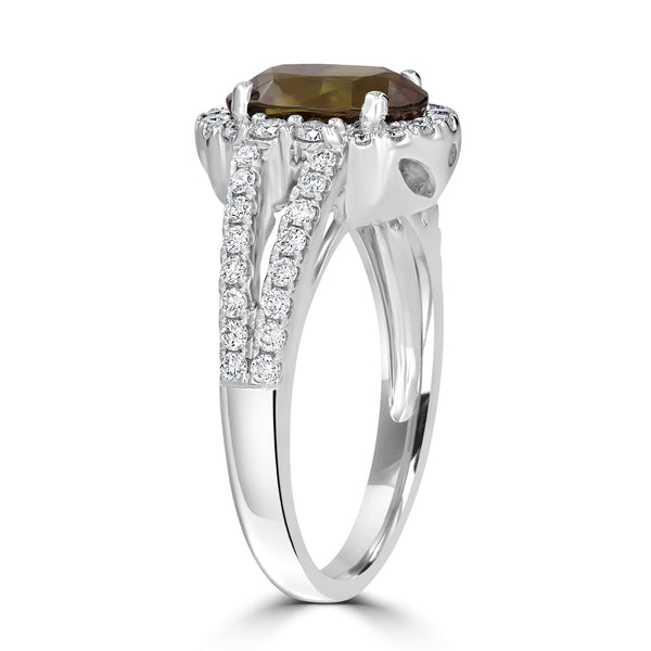 2.39ct Sphene Ring with 0.53tct Diamonds set in 14K White Gold