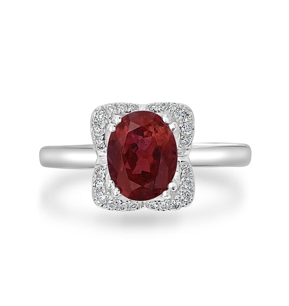 1.97ct Tourmaline Ring with 0.13tct Diamonds set in 14K White Gold