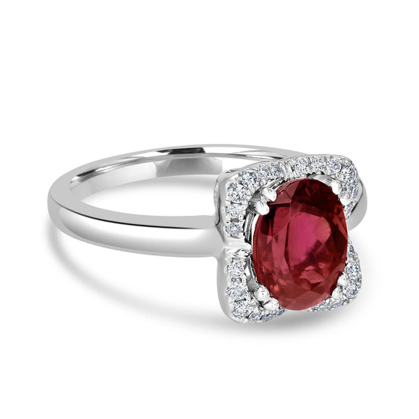 1.97ct Tourmaline Ring with 0.13tct Diamonds set in 14K White Gold