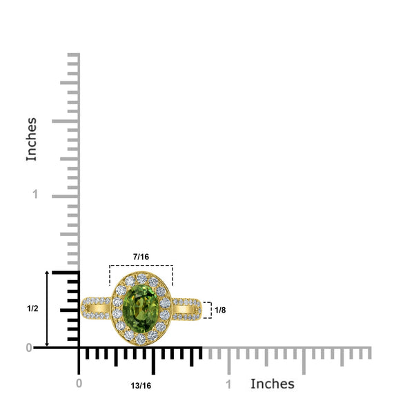 1.67ct Demantoid Garnet Ring with 0.45tct Diamonds set in 14K Yellow Gold