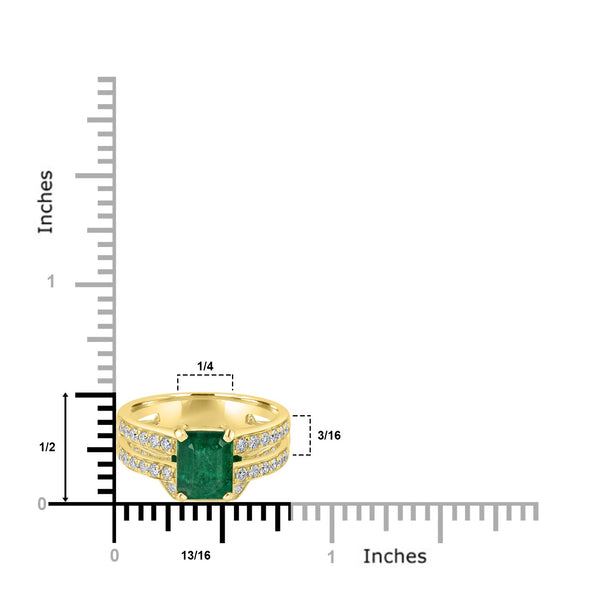 1.78ct Emerald Ring with 0.43tct Diamonds set in 14K Yellow Gold