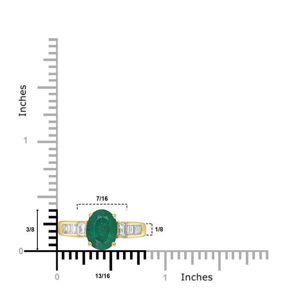 1.56ct Emerald Ring with 0.41tct Diamonds set in 14K Yellow Gold