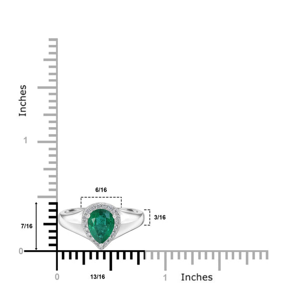 1.05ct Emerald Ring with 0.16tct Diamonds set in 14K White Gold