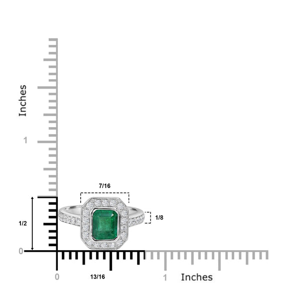 1.55ct Emerald Ring with 0.43tct Diamonds set in 14K White Gold