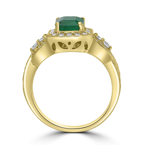 1.78ct  Emerald Rings with 0.55tct Diamond set in 14K Yellow Gold