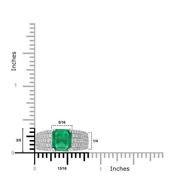 2.2ct Emerald Ring with 0.64tct Diamonds set in 14K White Gold