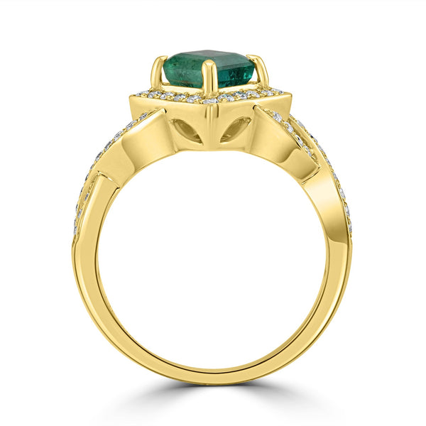 1.16ct Emerald Ring with 0.35tct Diamonds set in 14K Yellow Gold