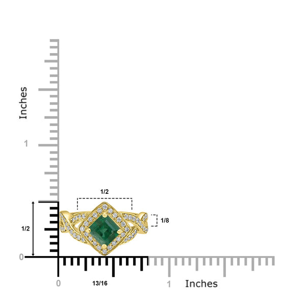 1.16ct Emerald Ring with 0.35tct Diamonds set in 14K Yellow Gold