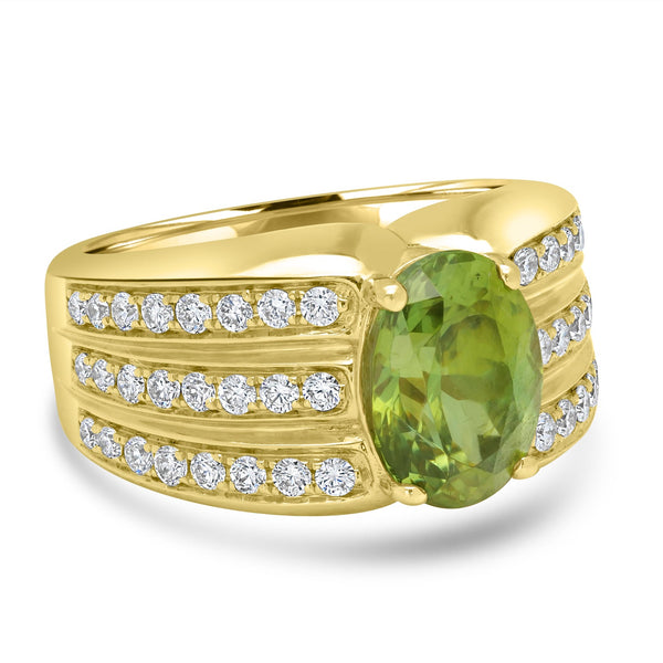 3.64ct  Sphene Rings with 0.76tct Diamond set in 14K Yellow Gold