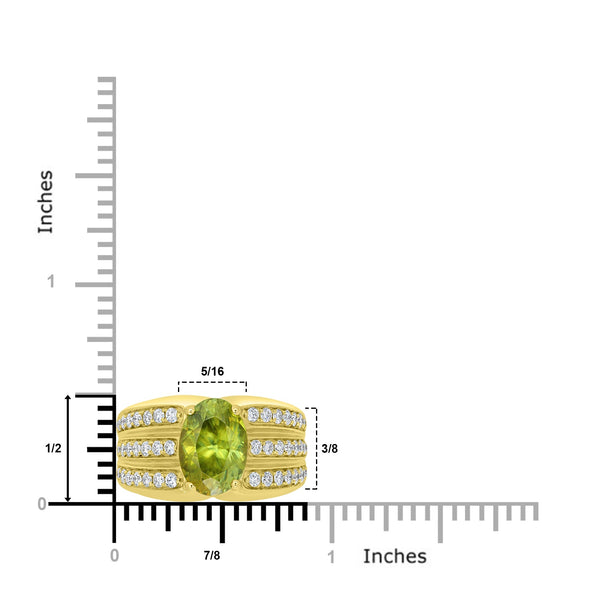 3.64ct  Sphene Rings with 0.76tct Diamond set in 14K Yellow Gold