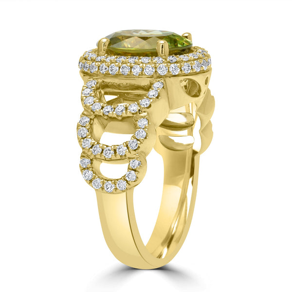 3.72ct  Sphene Rings with 0.85tct Diamond set in 14K Yellow Gold