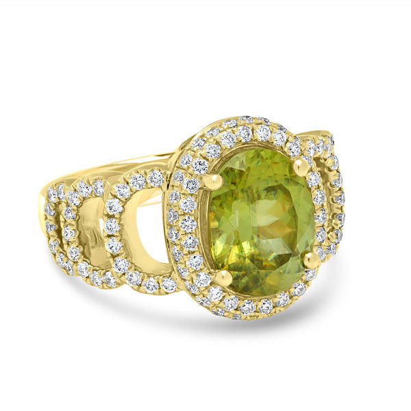 3.72ct  Sphene Rings with 0.85tct Diamond set in 14K Yellow Gold