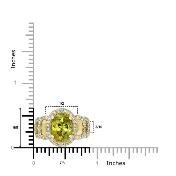 3.72ct  Sphene Rings with 0.85tct Diamond set in 14K Yellow Gold