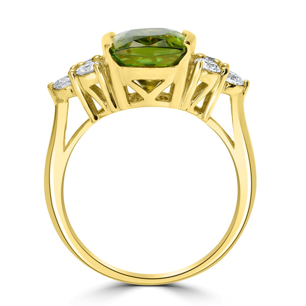 4.23ct  Sphene Rings with 0.58tct Diamond set in 14K Yellow Gold