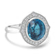 9.99ct  Blue Zircon Rings with 0.32tct Diamond set in 14K White Gold