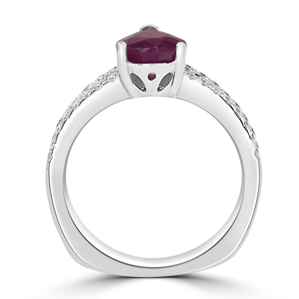 2.29ct Ruby Ring with 0.37tct Diamonds set in 14K White Gold