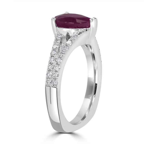 2.29ct Ruby Ring with 0.37tct Diamonds set in 14K White Gold