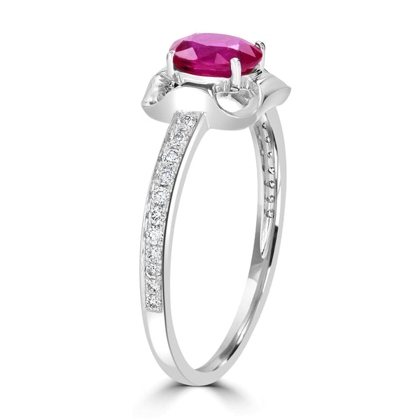 0.79ct Ruby Ring with 0.14tct Diamonds set in 18K White Gold