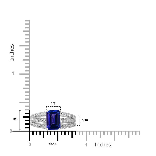 1.52ct Tanzanite Ring with 0.53tct Diamonds set in 14K White Gold