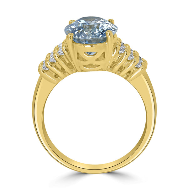 3.27ct Aquamarine Ring with 0.34tct Diamonds set in 14K Yellow Gold