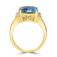 5.39ct  Aquamarine Rings with 0.25tct Diamond set in 14K Yellow Gold