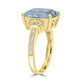 5.39ct  Aquamarine Rings with 0.25tct Diamond set in 14K Yellow Gold