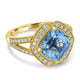 3.12ct Aquamarine Ring with 0.42tct Diamonds set in 14K Yellow Gold