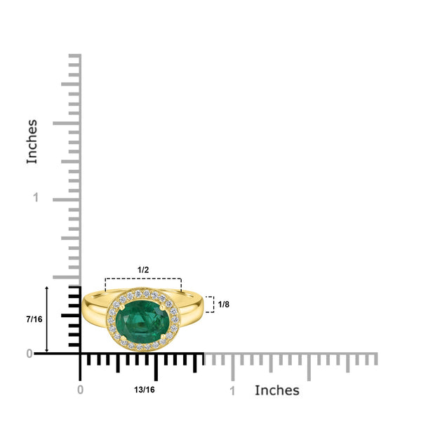 1.31ct Emerald Ring with 0.38tct Diamonds set in 14K Yellow Gold