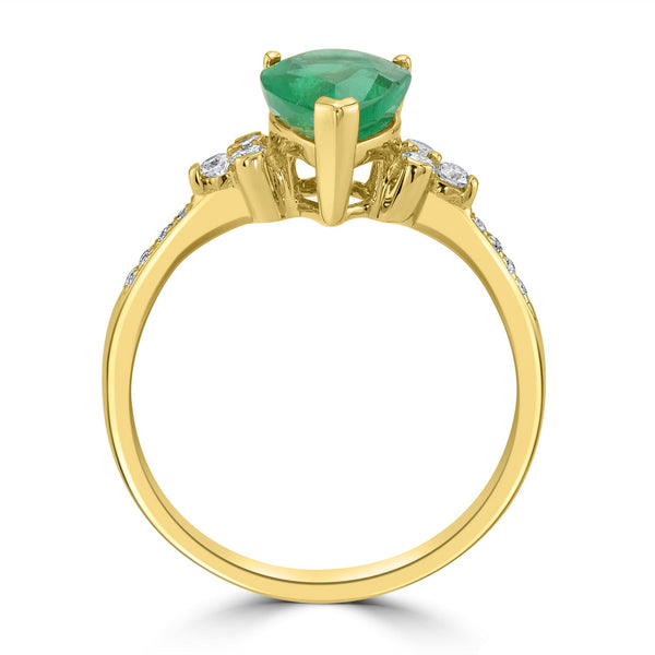 1.58 ct Emerald Ring with 0.19 tct Diamonds set in 18K Yellow Gold