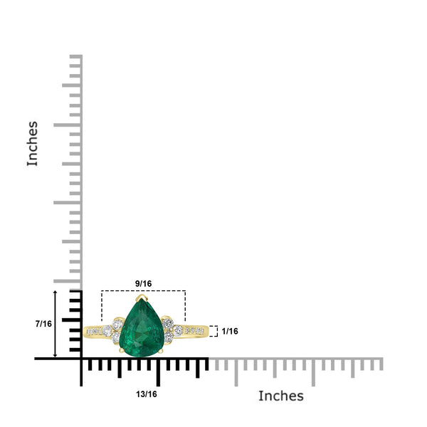 1.58ct Emerald Rings with 0.19tct Diamond set in 14K Yellow Gold