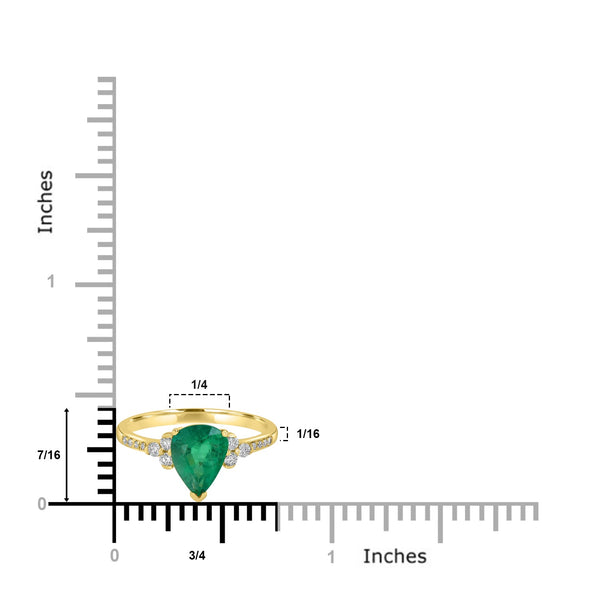 1.58 ct Emerald Ring with 0.19 tct Diamonds set in 18K Yellow Gold