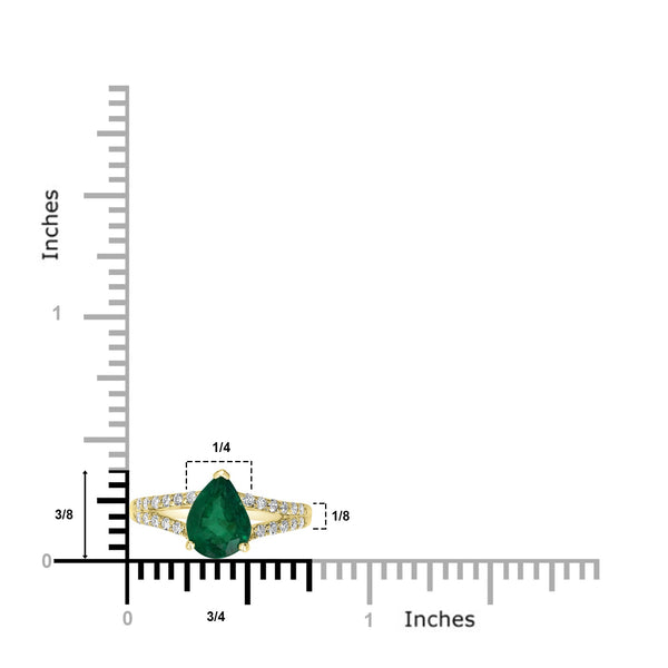 1.43ct Emerald Ring with 0.22tct Diamonds set in 18K Yellow Gold