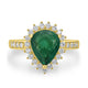 2.1ct Emerald Ring with 0.45tct Diamonds set in 18K Yellow Gold