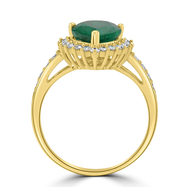 2.1ct Emerald Ring with 0.45tct Diamonds set in 18K Yellow Gold