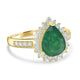 2.1ct  Emerald Rings with 0.45tct Diamond set in 18K Yellow Gold